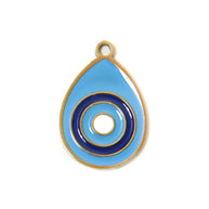 304 Steel Evil Eye Hamsa Pendant 18K Gold Enamel DIY