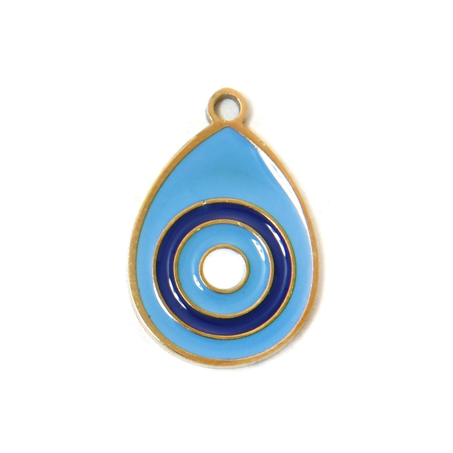 304 Steel Evil Eye Hamsa Pendant 18K Gold Enamel DIY