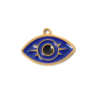 304 Steel Evil Eye Hamsa Pendant 18K Gold Enamel DIY