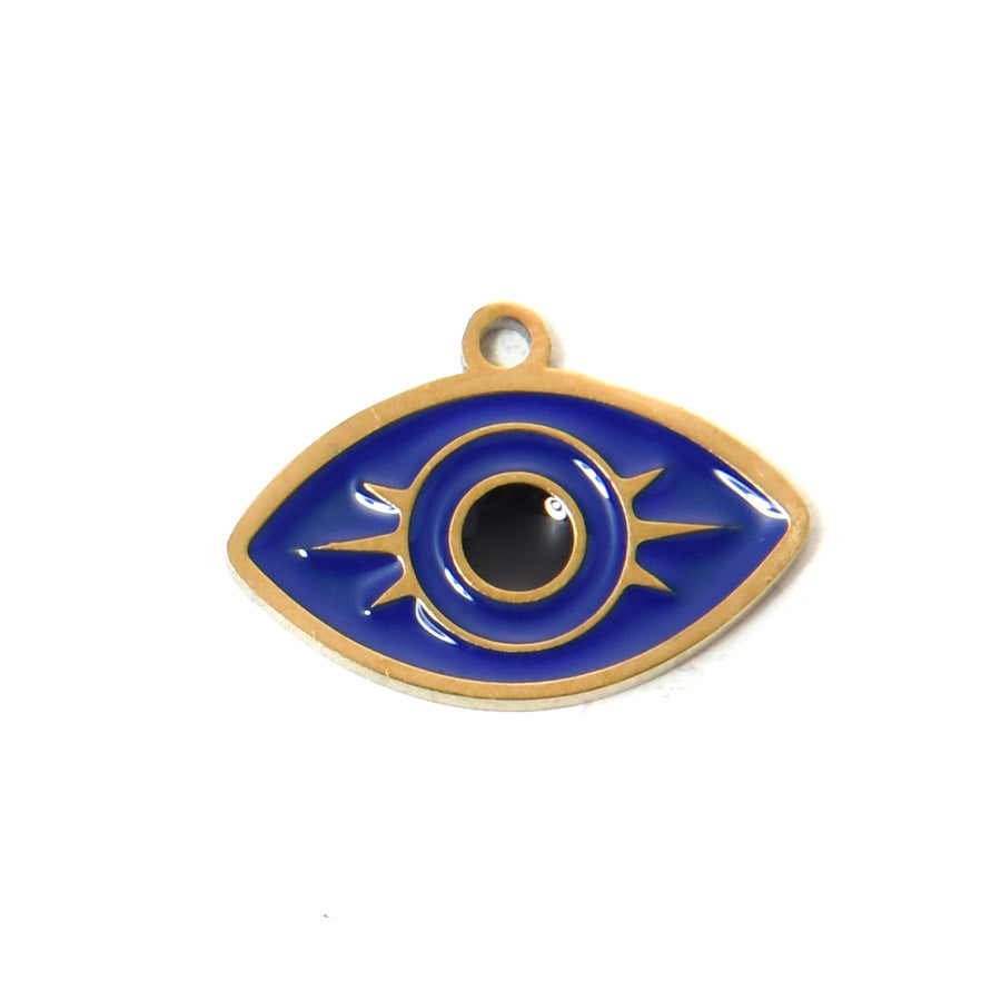 304 Steel Evil Eye Hamsa Pendant 18K Gold Enamel DIY