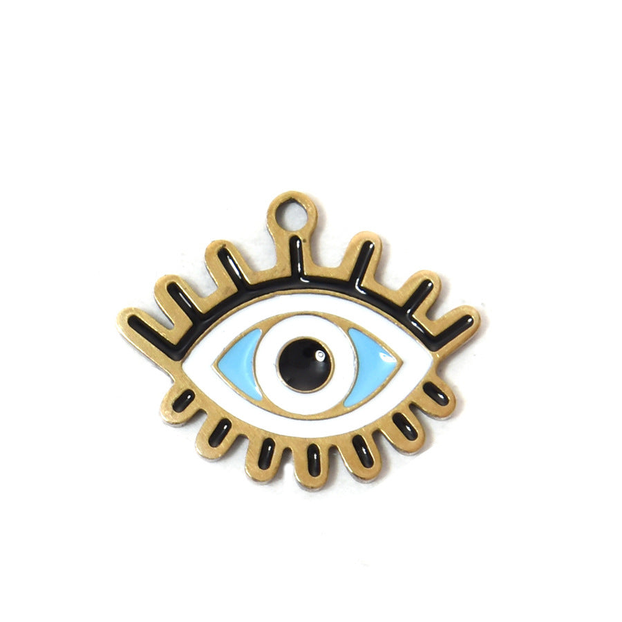 304 Steel Evil Eye Hamsa Pendant 18K Gold Enamel DIY