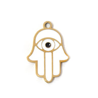 304 Steel Evil Eye Hamsa Pendant 18K Gold Enamel DIY
