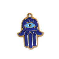304 Steel Evil Eye Hamsa Pendant 18K Gold Enamel DIY