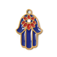 304 Steel Evil Eye Hamsa Pendant 18K Gold Enamel DIY