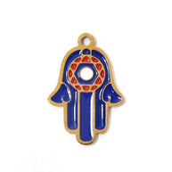 304 Steel Evil Eye Hamsa Pendant 18K Gold Enamel DIY