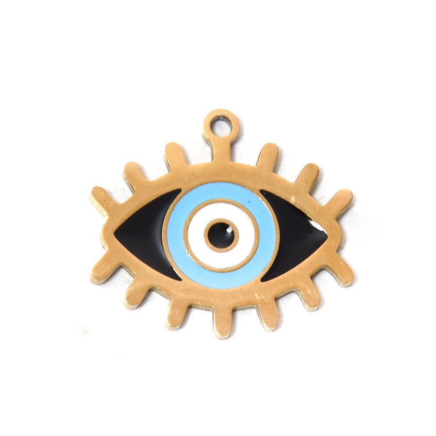 304 Steel Evil Eye Hamsa Pendant 18K Gold Enamel DIY