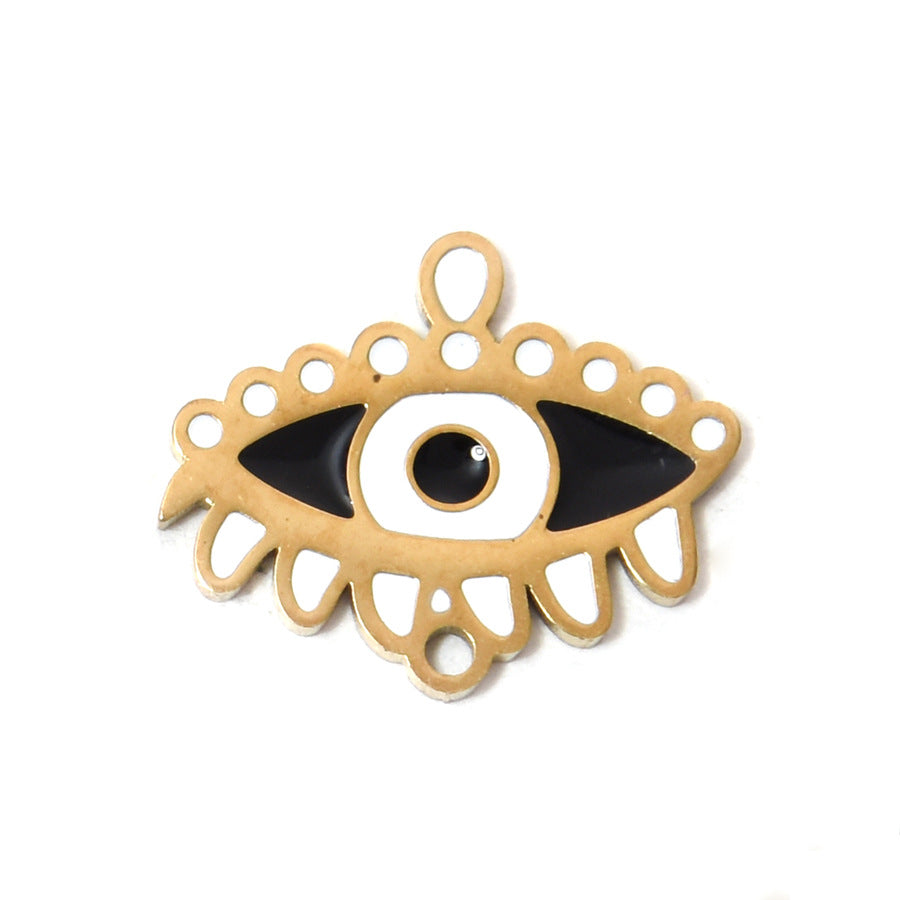 304 Steel Evil Eye Hamsa Pendant 18K Gold Enamel DIY