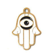 304 Steel Evil Eye Hamsa Pendant 18K Gold Enamel DIY