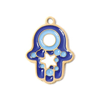 304 Steel Evil Eye Hamsa Pendant 18K Gold Enamel DIY