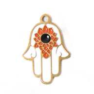 304 Steel Evil Eye Hamsa Pendant 18K Gold Enamel DIY