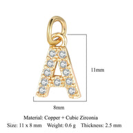 Fashion Alphabet Pendant | Gold Zircon Letter Charm A-Z