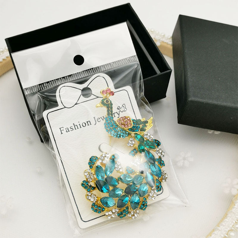 Peacock Brooch Rhinestone Pin | Luxury Women's