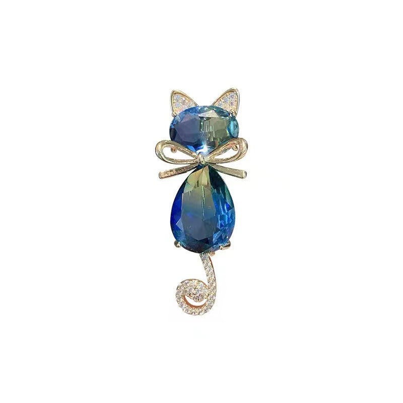 Blue Cat Brooch Kitty Pin | Korean Fashion