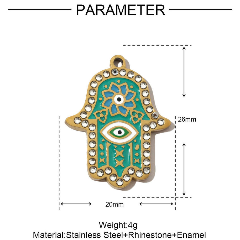 Modernist Hand Eye Pendant | Geometric Love Cross Charm