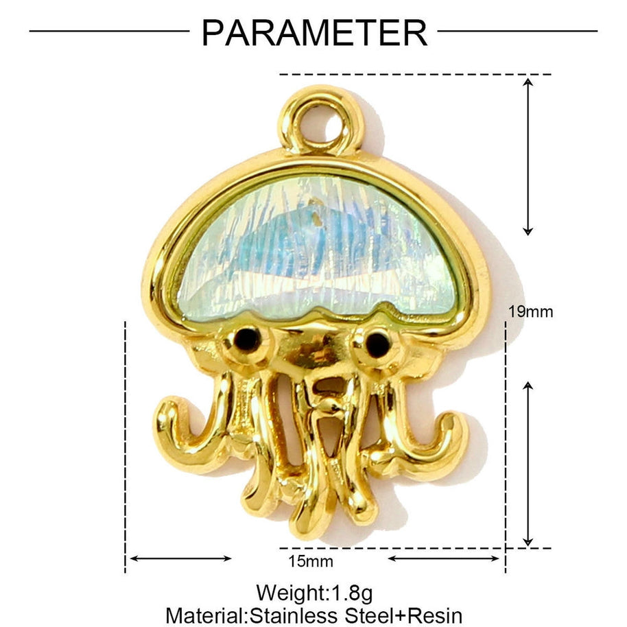 Shell Fish Pendant | Colorful Ocean Life Enamel Steel Charm