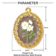 Romantic Daffodil Pendant | Vintage Oil Painting Steel Charm