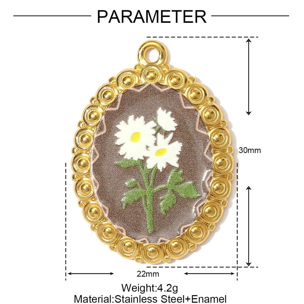Romantic Daffodil Pendant | Vintage Oil Painting Steel Charm