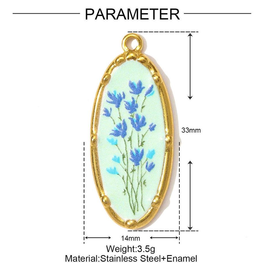 Romantic Daffodil Pendant | Vintage Oil Painting Steel Charm