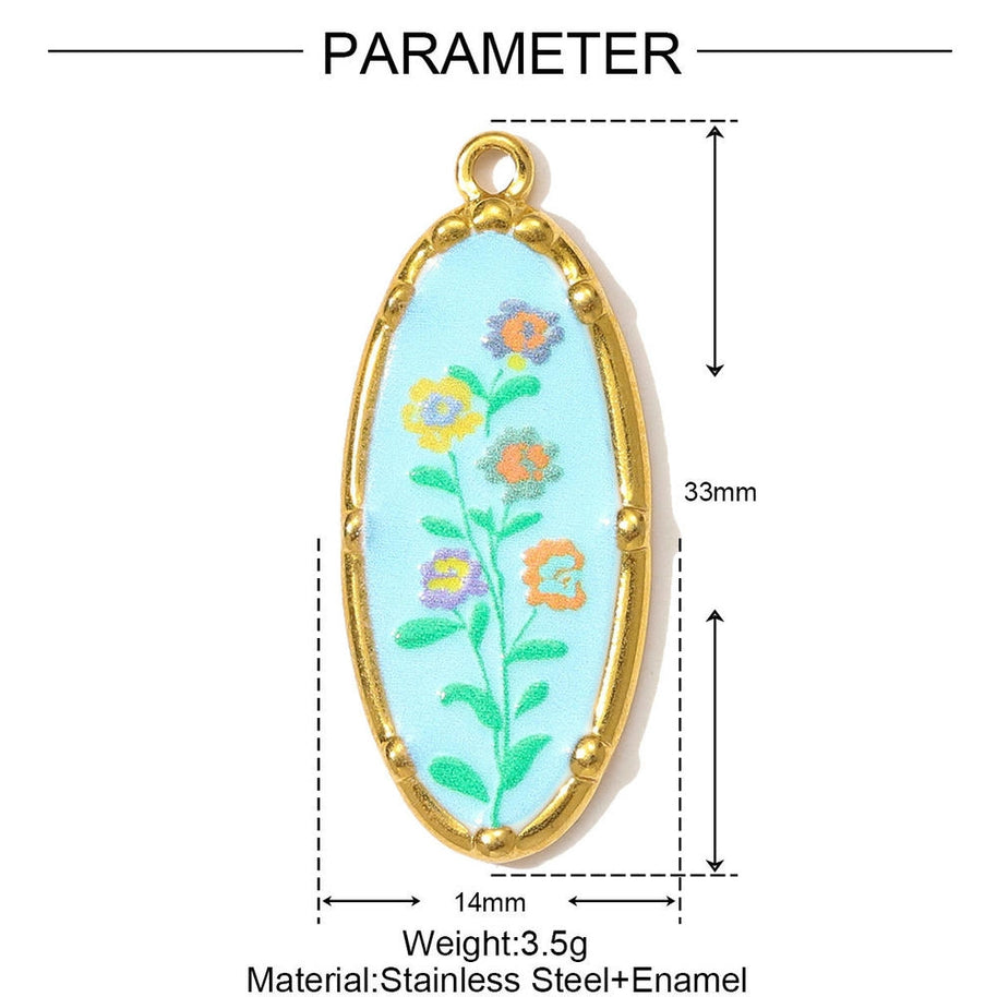 Romantic Daffodil Pendant | Vintage Oil Painting Steel Charm