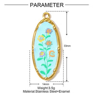 Romantic Daffodil Pendant | Vintage Oil Painting Steel Charm