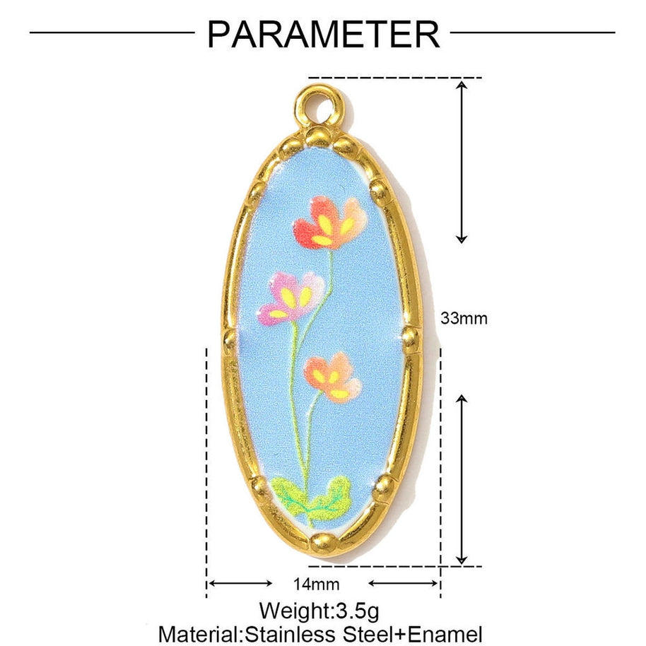 Romantic Daffodil Pendant | Vintage Oil Painting Steel Charm