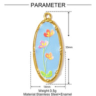 Romantic Daffodil Pendant | Vintage Oil Painting Steel Charm