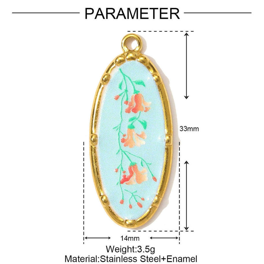 Romantic Daffodil Pendant | Vintage Oil Painting Steel Charm