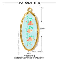 Romantic Daffodil Pendant | Vintage Oil Painting Steel Charm