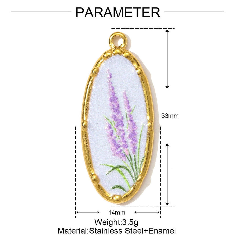 Romantic Daffodil Pendant | Vintage Oil Painting Steel Charm