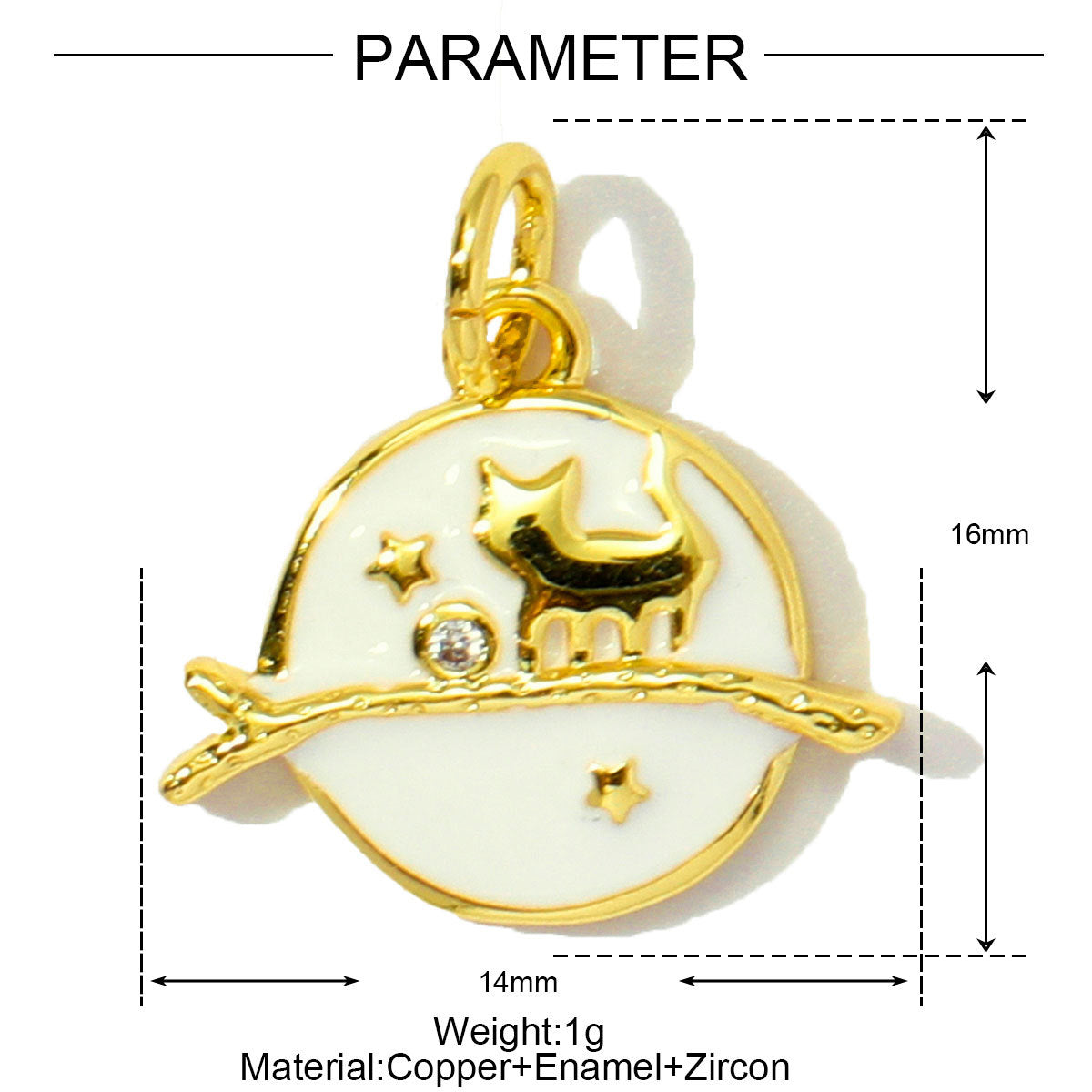 Fantasy Planet Cat Pendant | Enamel Rainbow Mushroom Charm