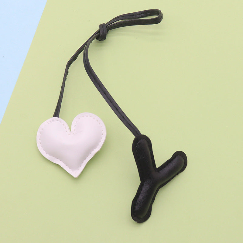 Heart Letter Keychain | Leather H Charm | Handma Toy