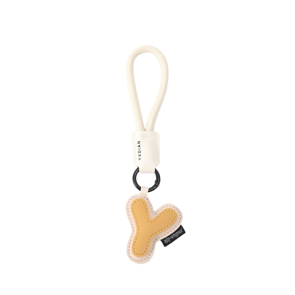Letter Keychain | Leather Alphabet Charm | Dopamine Style