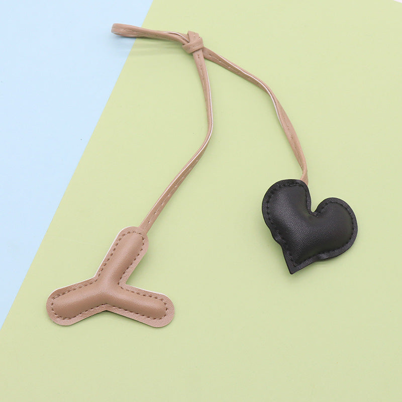Heart Letter Keychain | Leather H Charm | Handma Toy