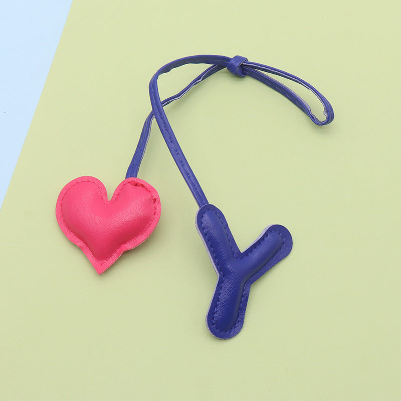 Heart Letter Keychain | Leather H Charm | Handma Toy