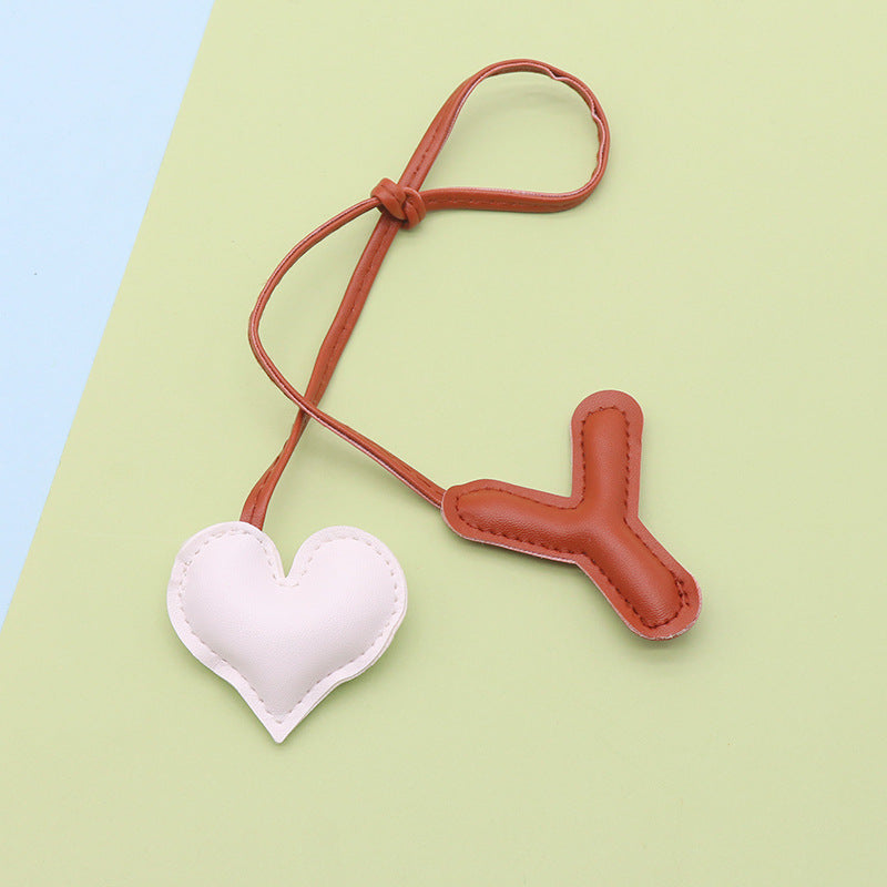 Heart Letter Keychain | Leather H Charm | Handma Toy