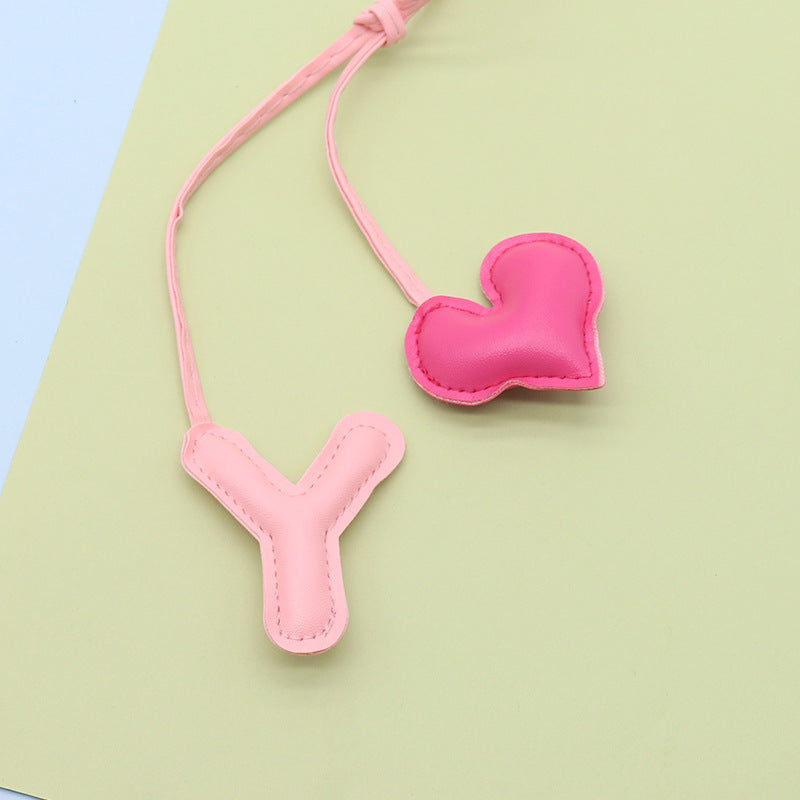 Heart Letter Keychain | Leather H Charm | Handma Toy