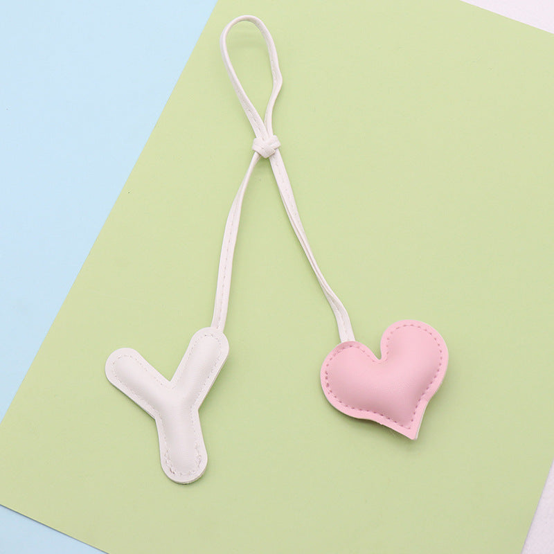 Heart Letter Keychain | Leather H Charm | Handma Toy