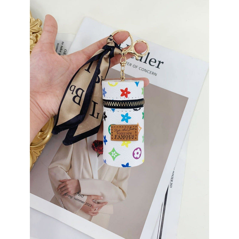Lipstick Bag Keychain | Mini Cylinr Pouch | PVC Wallet