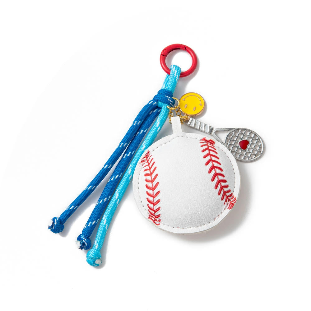 Cute PU Leather Cherry Chili Soccer Bow Keychain Bag Charm