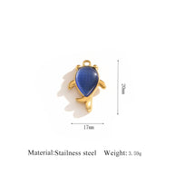 Cat Eye Gemstone Pendant Turtle Crab Steel 18K Gold DIY
