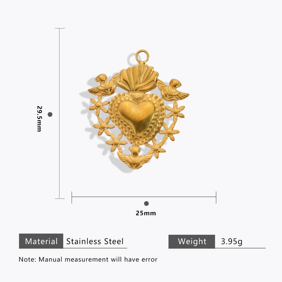 DIY Heart Bug Sun Charm Steel 18K Gold Plated JXCY1631-2406