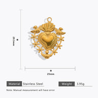 DIY Heart Bug Sun Charm Steel 18K Gold Plated JXCY1631-2406