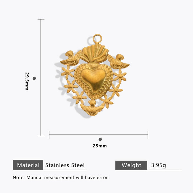 DIY Heart Bug Sun Charm Steel 18K Gold Plated JXCY1631-2406