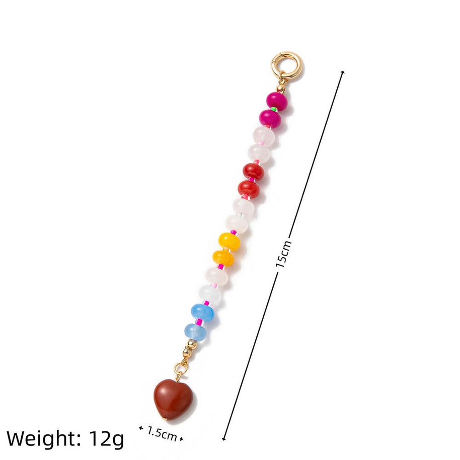 Sweet Titanium Steel Colorful Beaded Keychain Bag Charm DIY