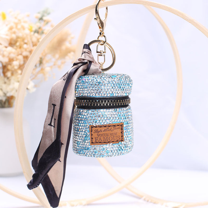Rhinestones Headphone Pouch | Keychain Zero Bag | Luxury