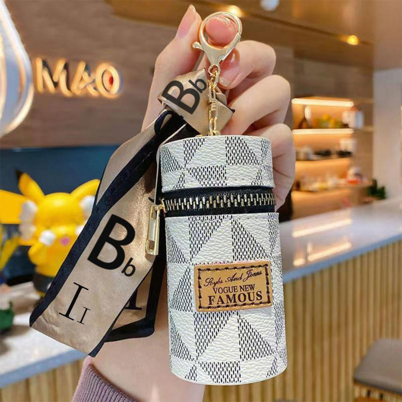 Lipstick Bag Keychain | Mini Cylinr Pouch | PVC Wallet