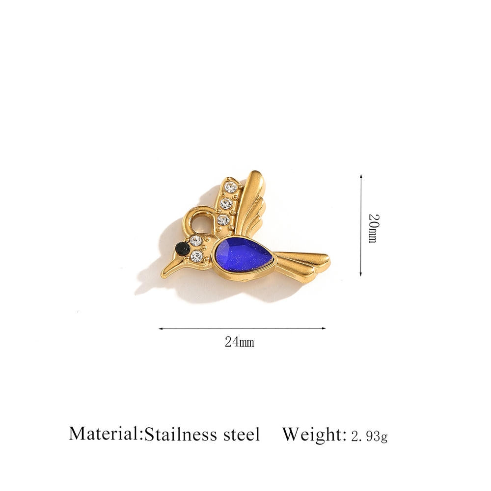 Cat Eye Gemstone Pendant Turtle Crab Steel 18K Gold DIY