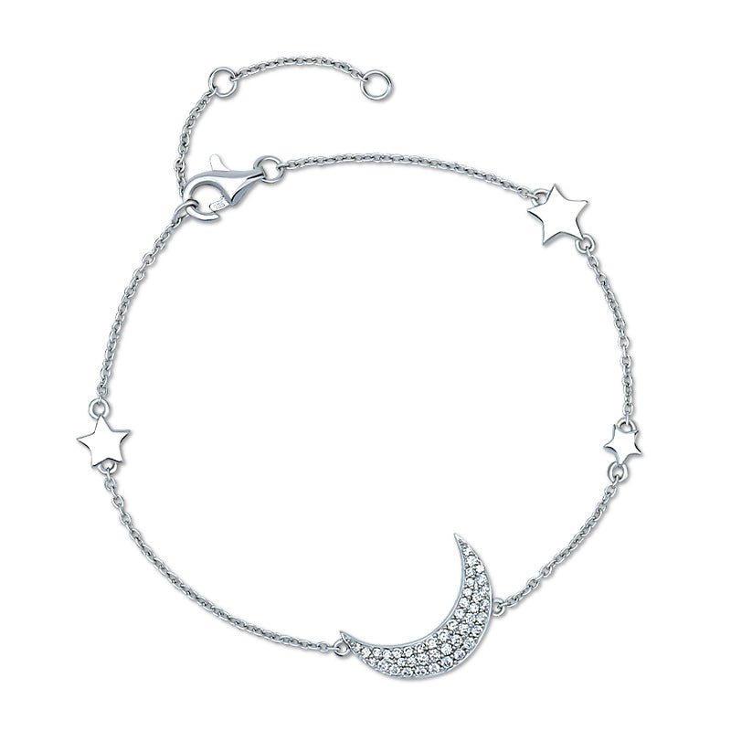 Sterling Silver Moon And Star Bracelet