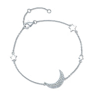 Sterling Silver Moon And Star Bracelet