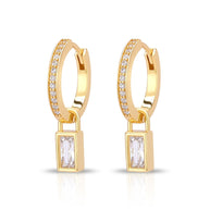 CZ Hoop Earring Baguette Charm